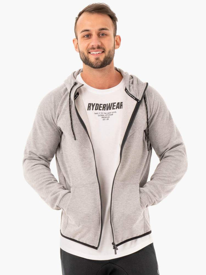 Ryderwear Athletic Zip Up Hoodie Jacket - Grey Marl