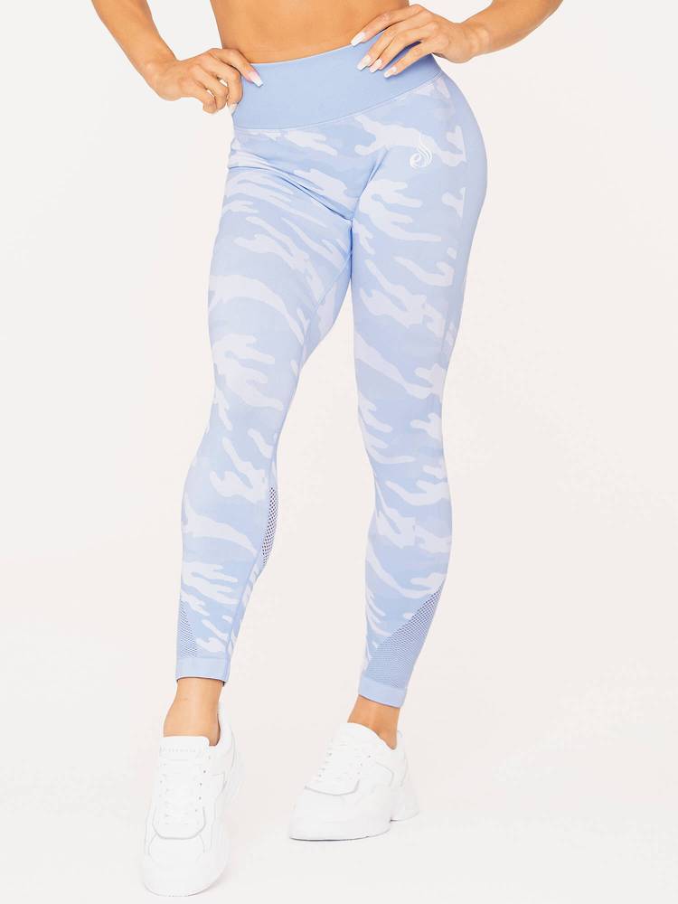 Ryderwear Camo Seamless High Waisted Leggings - Blue Camo