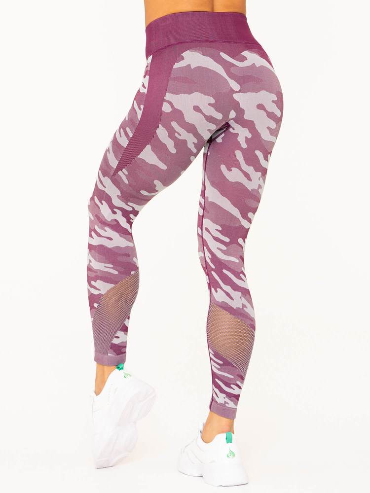Ryderwear Camo Seamless High Waisted Leggings - Burgundy Camo