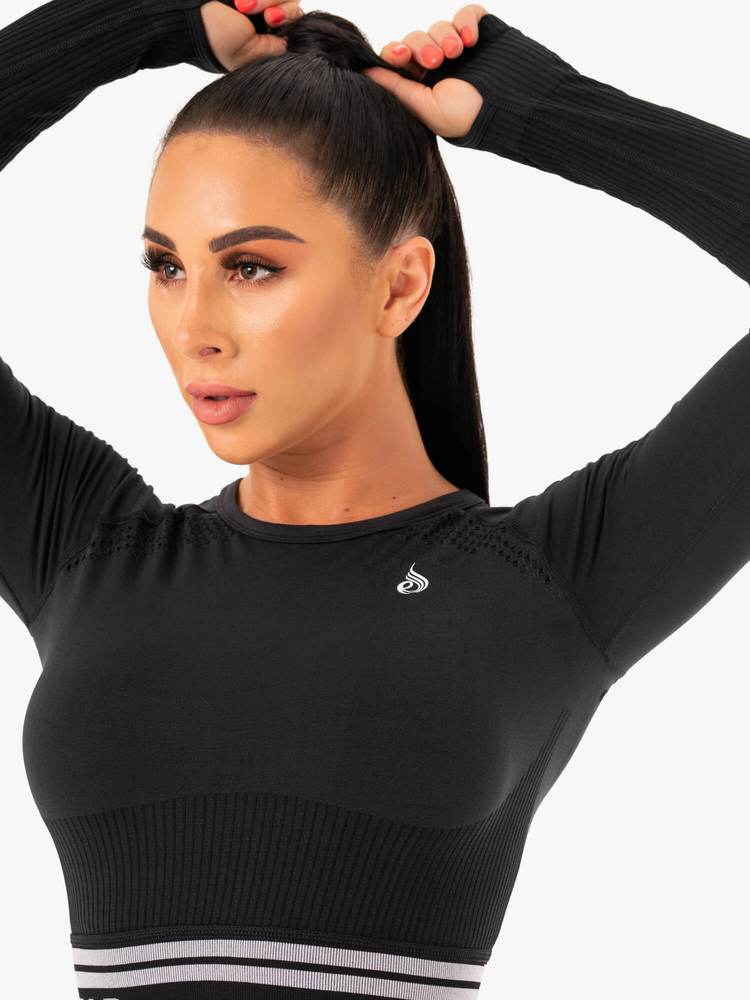 Ryderwear Freestyle Seamless Long Sleeve Crop - Black