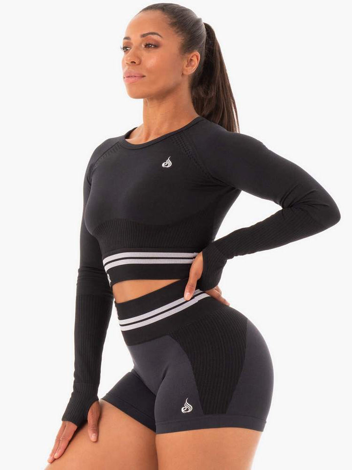 Ryderwear Freestyle Seamless Long Sleeve Crop - Black