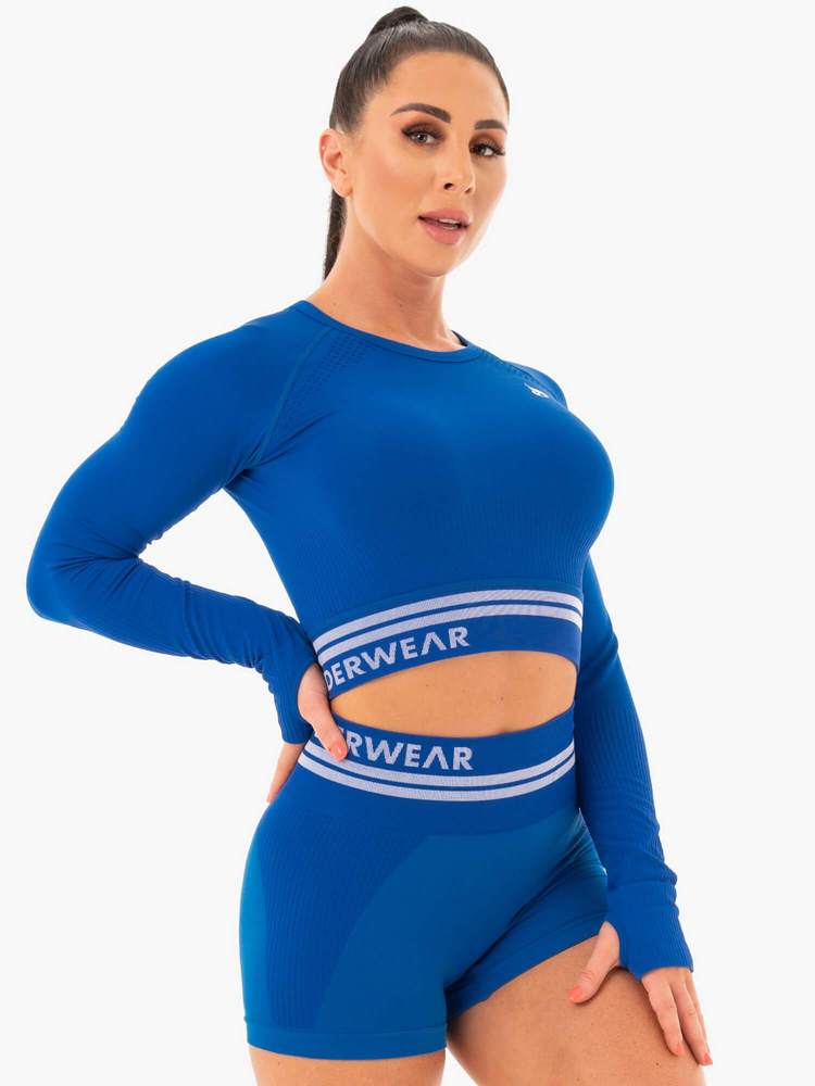 Ryderwear Freestyle Seamless Long Sleeve Crop - Blue