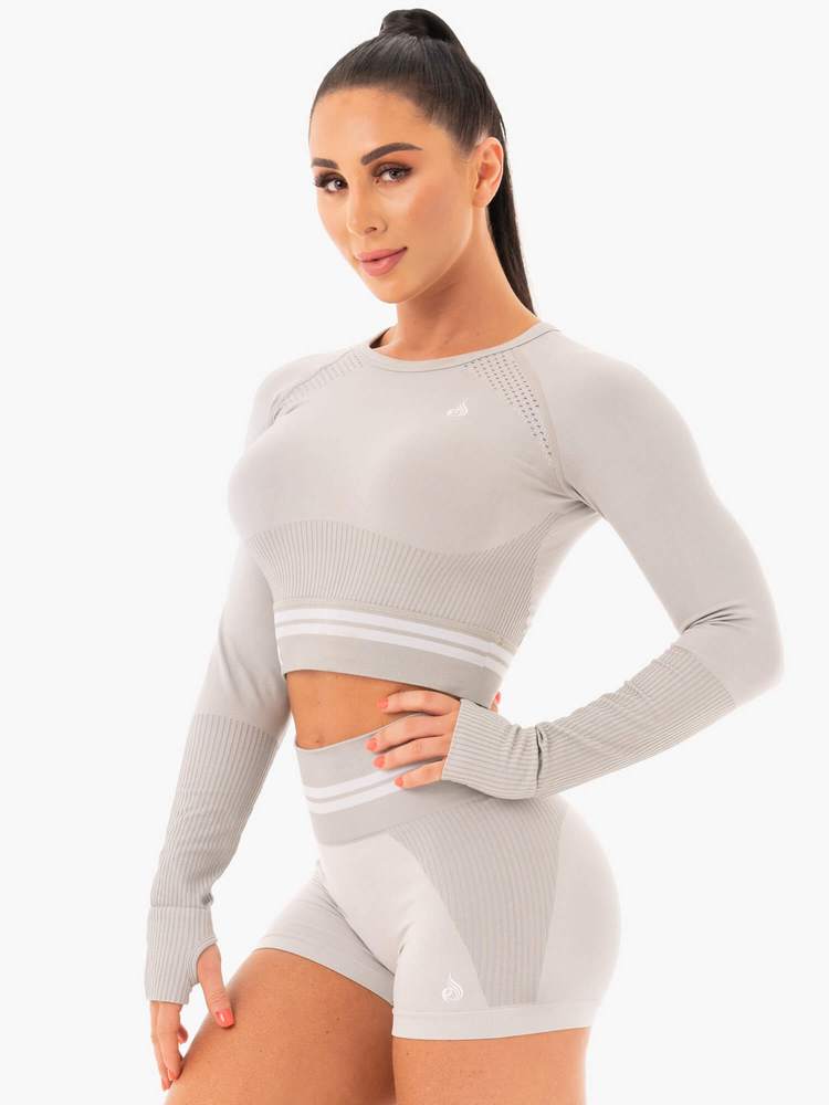 Ryderwear Freestyle Seamless Long Sleeve Crop - Grey