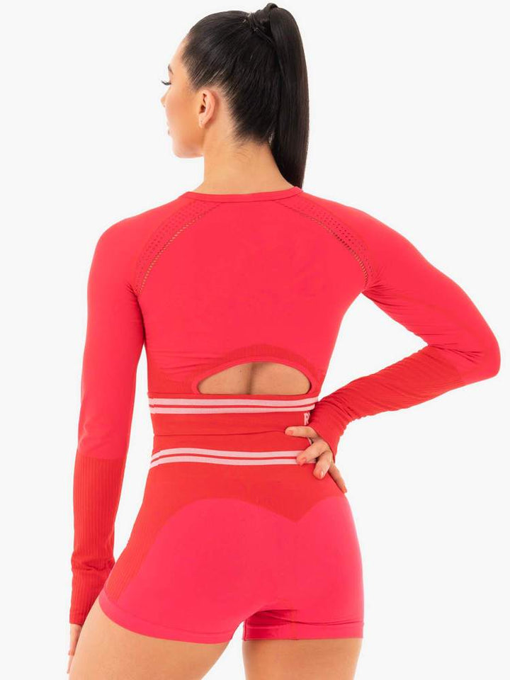 Ryderwear Freestyle Seamless Long Sleeve Crop - Red