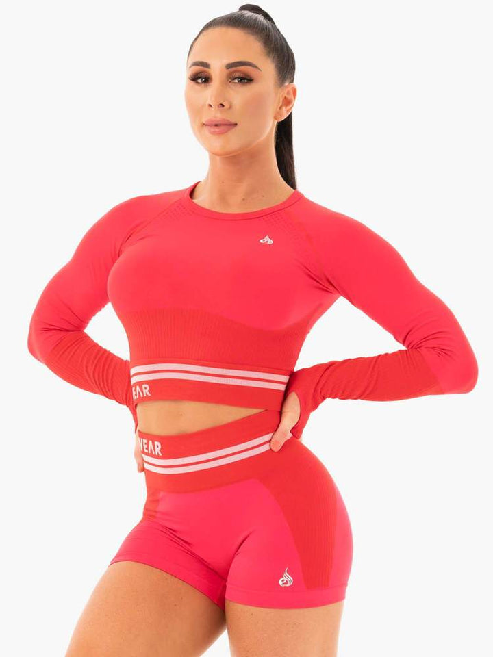 Ryderwear Freestyle Seamless Long Sleeve Crop - Red