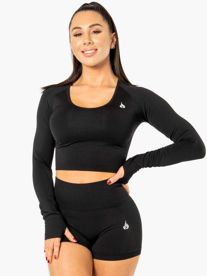 Ryderwear Electra Seamless Long Sleeve Crop - Black