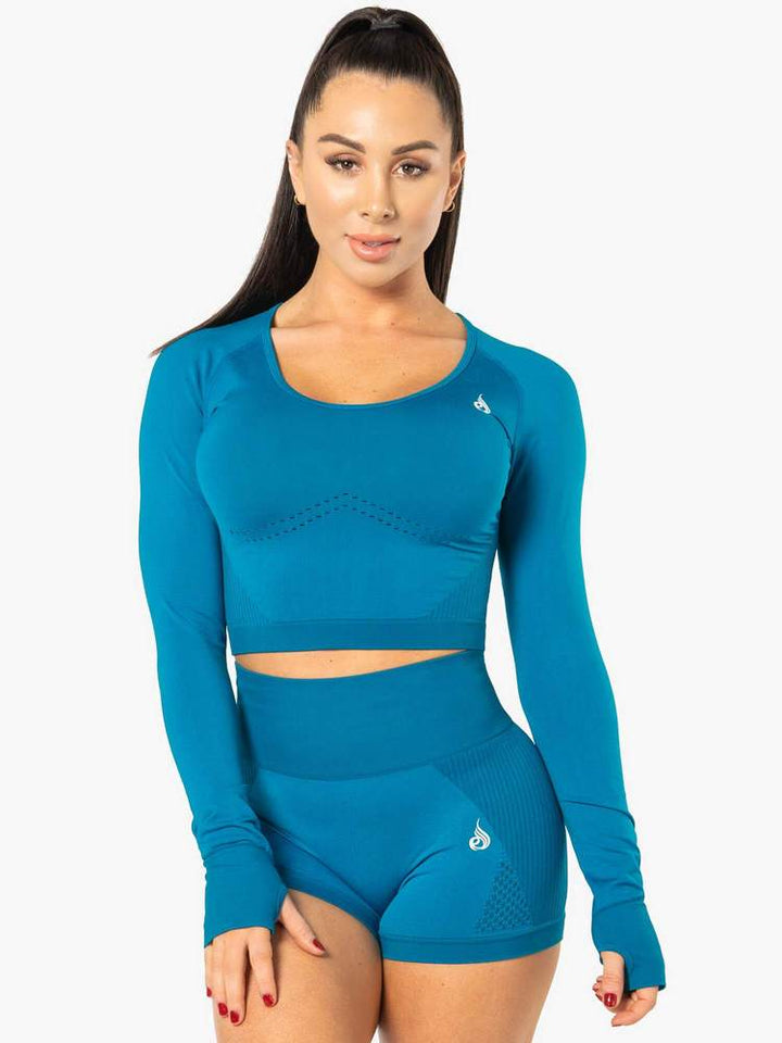 Ryderwear Electra Seamless Long Sleeve Crop - Electric Blue