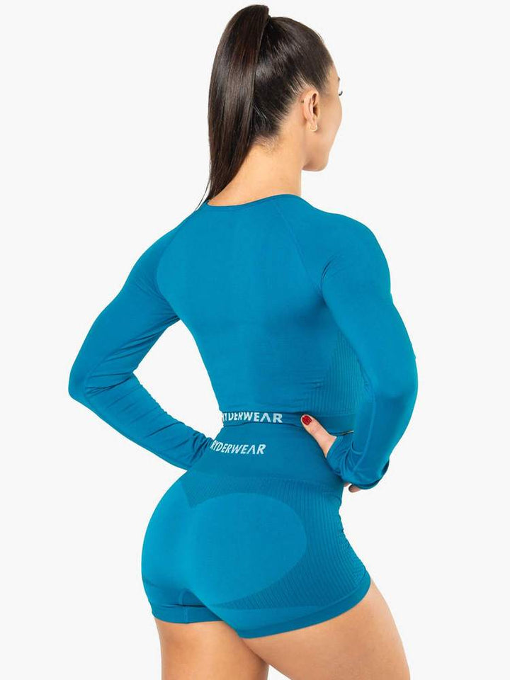 Ryderwear Electra Seamless Long Sleeve Crop - Electric Blue