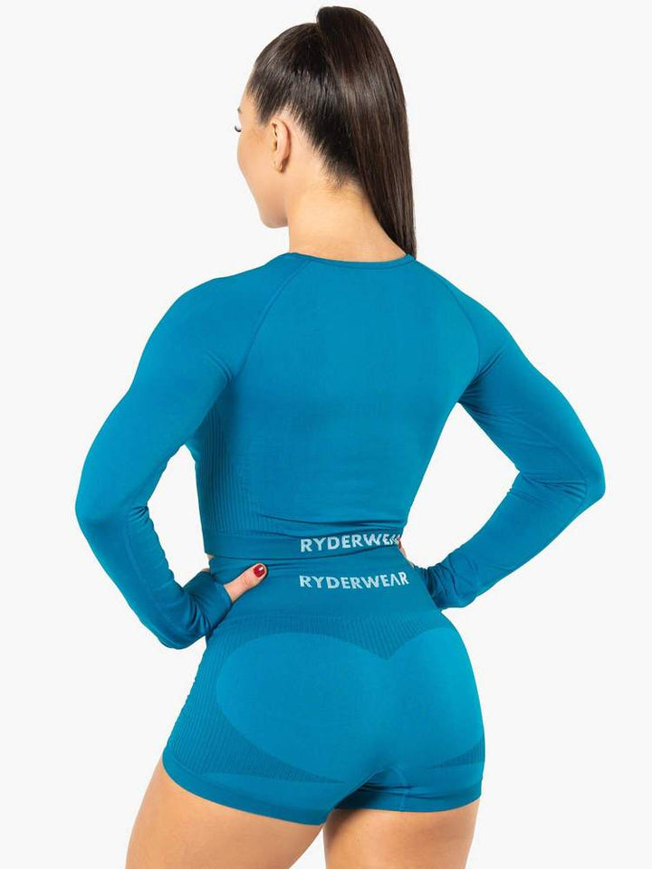 Ryderwear Electra Seamless Long Sleeve Crop - Electric Blue