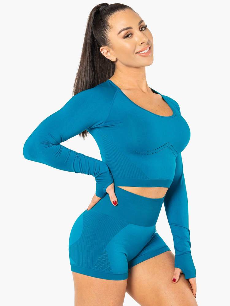 Ryderwear Electra Seamless Long Sleeve Crop - Electric Blue