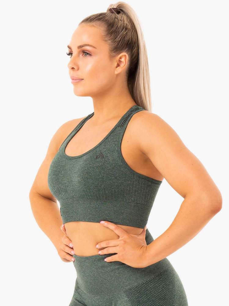 Ryderwear Seamless Staples Sports Bra - Forest Green Marl