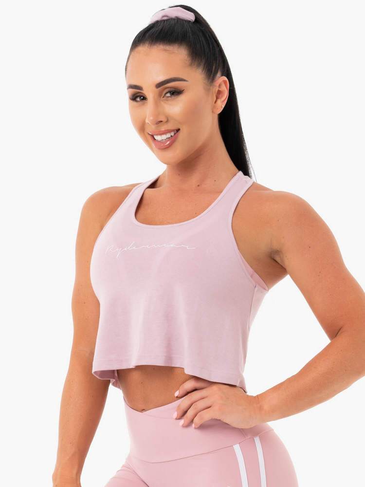 Ryderwear Collide Tied Up Cropped Tank - Dusty Pink