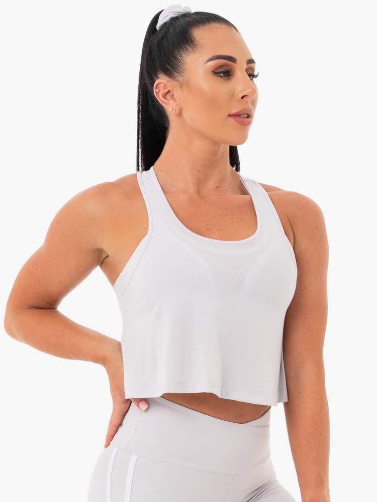 Ryderwear Collide Tied Up Cropped Tank - Pebble Grey